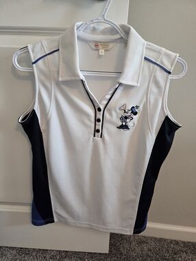 White Sleeveless Polo with Minnie Mouse Embroidery